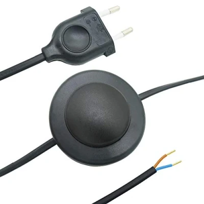 Abbildung von 3m Anschlusskabel 2G Schwarz Eurostecker + Fußtretschalter Anschlussleitung 2x0,75qmm 250V anschlussfertig Stecker Zuleitung f. Lampen