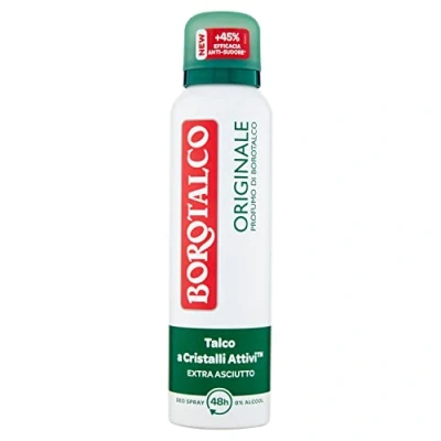 Abbildung von Borotalco, Deodorant für Herren, Original Trockenspray, alkoholfreie Formel mit absolutem Talkum, absorbiert Schweiß, Borotalkum, 72 Stunden Wirksamkeit 1 Flasche à 150 ml