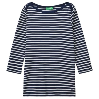Abbildung von United Colors of Benetton Striped 3/4 Sleeve Langarmshirt, Damen, Größe: Medium, Dark blue