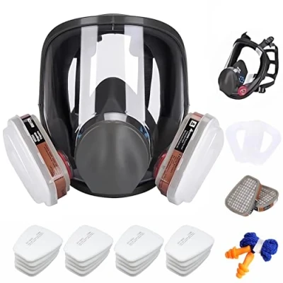 Abbildung von goambuy Gasmaske mit Filter Staubmasken Atemschutz Feinstaub Lackierer,Wiederverwendbare Vollmaske für Graffiti,Lackier,Farbspritz,+20 Filtrierbare Wattepads, +Ohrstöpsel