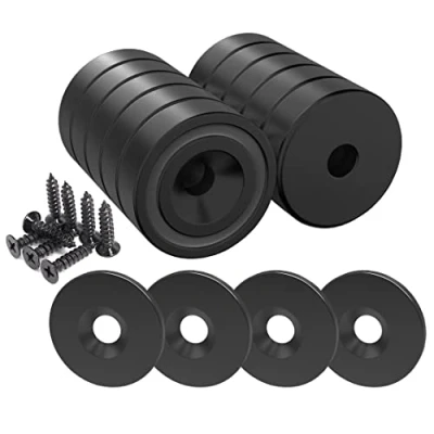 Abbildung von Magnetpro 12 Stück Magnete 10 KG Kraft 20 x 7 mm mit Loch und Kapsel, Senkkopf Topfmagnet Schrauben Stahlkissen (Klavier Schwarz)