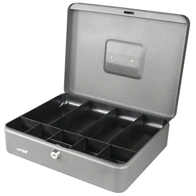 Abbildung von HMF 10019 09 Geldkassette Scheinfächer Münzfächer 30,0 x 24,0 9,0 cm Silber