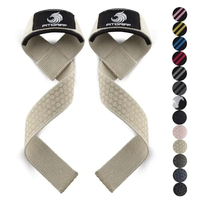 Abbildung von Fitgriff® Zughilfen (gepolstert) für Krafttraining, Bodybuilding, Fitness Kreuzheben Gurte Lifting Straps Frauen und Männer (Sand, Silicone)