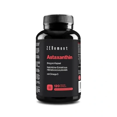 Abbildung von Astaxanthin, 50mg aus Haematococcus Pluvialis Algen 120 Softgel Kapseln Mit Oxidationsschutz Natürliche hochdosiert Astaxanthin Meeresalgen Omega 3 Zenement