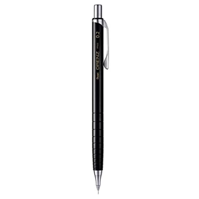 Abbildung von Pentel XPP502 AX ORENZ Druckbleistift mit innovativer Minenführung, 0,2 mm, auf Blisterkarte, schwarz 0.2mm, 1 Stück (1er Pack)
