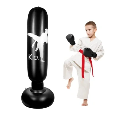 Abbildung von YAVOCOS Boxsack Kinder 160cm Stehend, Aufblasbare Punchingball für Erwachsene und Jugendliche, Schwerer Kickboxen, Karate, MMA, Boxen, Heimtraining
