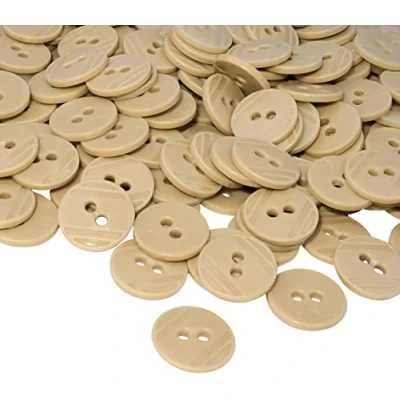 Abbildung von AERZETIX C56429 Satz von 100 Knöpfe runden Ø15x2.2 mm mit 2 löcher farbe beige aus kunststoff durchmesser der öffnung kurzwaren nähen kleidung handwerk mode stickerei