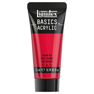 Abbildung von Liquitex 8870476​ Basics Acrylfarbe Primärrot​, 22ml Tube, lichtecht, wasserfest, zum Malen und Dekorieren von Holz, Metall, Keramik, Kunststoff, Leinwand