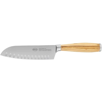 Abbildung von Rösle Santokumesser Artesano, Hochwertiges Küchenmesser zum feinen Schneiden von Fleisch, Fisch und Gemüse, Made in Solingen, Klingenspezialstahl, Olivenholz