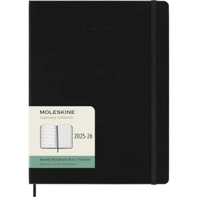 Abbildung von Moleskine 18 Monate Wochen Notizkalender 2025/2026, XL, 1 Wo = Seite, Rechts linierte Fester Einband, Schwarz