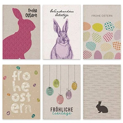 Abbildung von Papierdrachen 12 Osterkarten zum Sammeln und Verschicken liebevoll gestaltetes Postkarten Set Packpapier Grußkarten 2