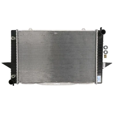 Abbildung von NRF EASY FIT 58343 Kühler, Motorkühlung Aluminium 590 386 34 mit Anbauteilen Kühlrippen gelötet
