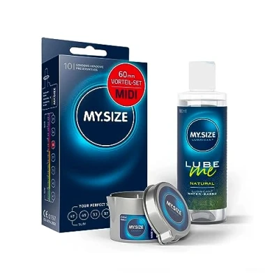 Abbildung von MY.SIZE Vorteilspack Kondome 60mm, 10er Pack + Natural Gleitgel 100ml Massagekerze