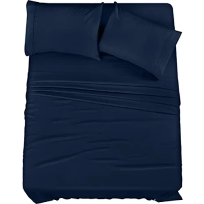 Abbildung von Utopia Betten 4 Mikrofaser Bettwäsche, Navy, Queen
