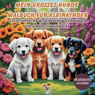 Abbildung von Mein großes Hunde Malbuch Für Kleinkinder: 35 lustige Seiten mit einfachen Zeichnungen Kinder zum Ausmalen. von 2 6 Jahren.: Hundekinder Ausmalen, Kritzeln und Entdecken