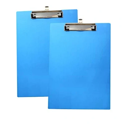 Abbildung von 2er Alu Klemmbrett A4 mit gummierter Metalklemme, Schreibbrett DIN Aufhängeose, Pad Halter Clipboard Stabile Aluminum Schreibplatte Schreibblock Pack in Blau TKD8025 blue 2x