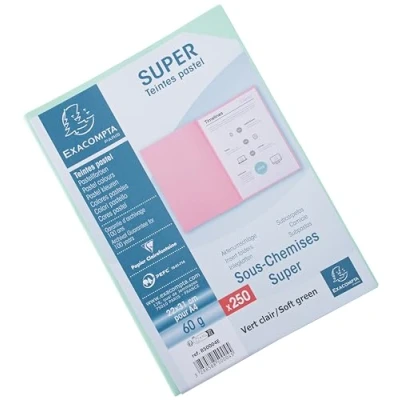 Abbildung von Exacompta 850004E Aktendeckel Packung (22 x 31cm, ideal zum Schutz Ihre Dokumente in Format DIN A4, 21 29,7 cm) 250er Pack hellgrün