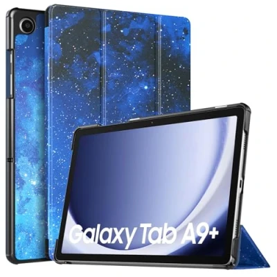 Abbildung von TiMOVO Hülle für Samsung Galaxy Tab A9+/A9 Plus 11 Zoll 2023 SM X210/X216/X218, Schlank Leicht Schutzhülle mit Ständer &amp; Harter Rückseite All New A9+ Tablet, BlauSterne