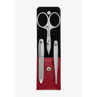 Abbildung von Zwilling Beauty Twinox CASE MADE OF Leather WITH PUSHBUTTON, 3 Parts NagelpflegeZubehör, Größe: One Size, Rot