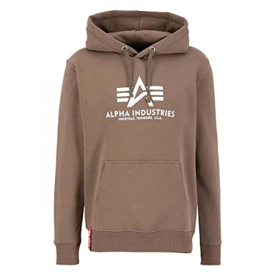 Abbildung von Alpha Industries Basic FOIL Print Kapuzenpullover, Herren, Größe: Large, Taupe