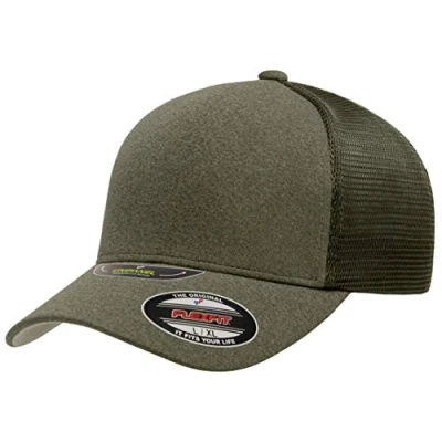 Abbildung von Flexfit Melange Unipanel Trucker Cap, olivgrün, L/XL