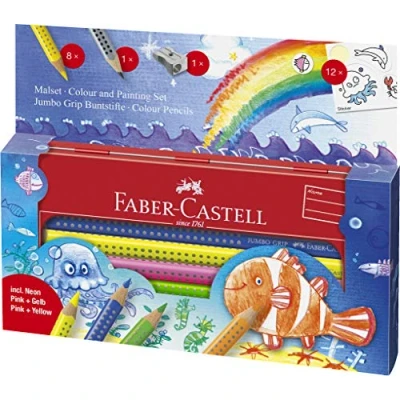Abbildung von Faber Castell 110908 Malset Jumbo Grip Unterwasserwelt, im Metall Etui