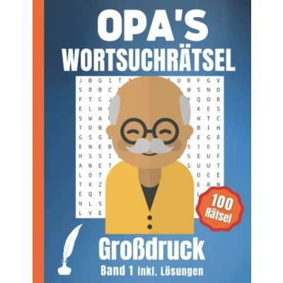 Abbildung von Opas Wortsuchrätsel Großdruck: Wortsuche Buchstabenrätsel 100 Rätsel Große Schrift als Gedächtnistraining für Senioren, Erwachsene und Rentner inklusive Lösungen (Band 1)