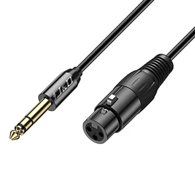 Abbildung von J&amp;D 6,35mm auf XLR Kabel, PVC Geschält 6,35 mm (1/4 Zoll) TRS Männlich zu Weiblich 1/4 Balanced Stereo Audio Verbinden Adapterkabel für Redner Kondensator Mic Gitarre Mixer AMP, 2.7m
