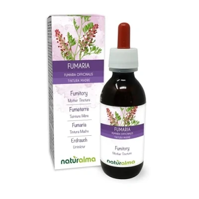 Abbildung von Erdrauch (Fumaria officinalis) Kraut mit Blüten Alkoholfreier Urtinktur Naturalma Flüssig Extrakt Tropfen 120 ml Nahrungsergänzungsmittel Veganer