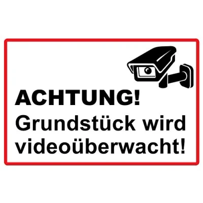 Abbildung von Grundstück wird videoüberwacht Alu Schild 30 x 20 cm Hinweisschild 3mm stabile Aluminium Verbundplatte