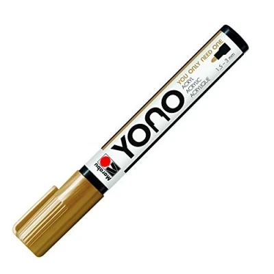 Abbildung von Marabu 12400103084 YONO Marker, Gold 084, vielseitiger Acrylstift mit japanischer Rundspitze 1,5 3 mm, wasserbasiert, lichtecht und wasserfest, für nahezu alle Untergründe