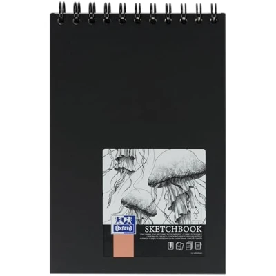 Abbildung von Oxford Skizzen Block A4 Hardcover mit Spiralbindung, 100 Seiten, 100g Papier, schwarz, 1 Stück