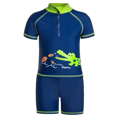 Abbildung von Playshoes Unisex Kinder zweiteilig Schwimmshirt Badeshorts Badebekleidung Uv schutz Bade set Krokodil 74 80