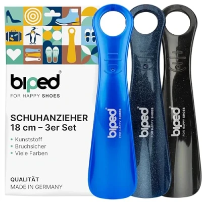 Abbildung von biped 3er Set Schuhanzieher Kunststoff 18 cm Schuhlöffel deutsche Herstellung z1570(dark sky)