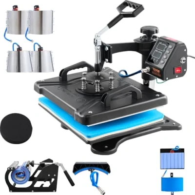 Abbildung von VEVOR 10 in 1 Hitzepresse 38x30cm Transferpresse Schwarz Heißpresse Textilpresse Multifunktionale Sublimation T Shirtpresse Becherpresse Tassenpresse für Hüten Tellern Tassen 360 Grad Drehbar