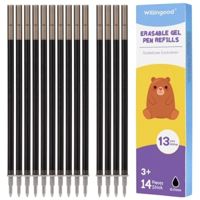 Abbildung von Willingood 14x Radierbarer Ersatzminen Schwarz Kompatibel Mit Legami Einfach zu radieren Stiftspitze 0,7mm,Höhe 13 cm