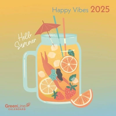 Abbildung von GreenLine Happy Vibes 2025 Wand Kalender Broschüren 30x30 30x60 geöffnet