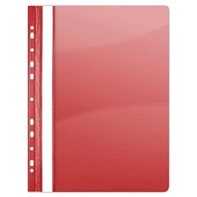 Abbildung von DONAU 1704001PL 04 Plastik Schnellhefter Gelocht A4 Rot, Sichthefter Kunststoff Strapazierfähigem PVC Hart Glasklares Deckblatt Klemmmappe für Büro und Schule, Eurolochung 10er Pack