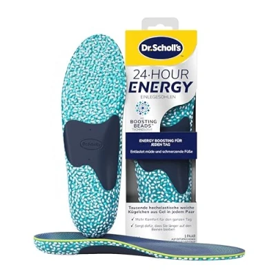 Abbildung von Dr. Scholl’s 24 Hour Energy Einlagen Gibt mit jedem Schritt Energie zurück, lindert müde, schmerzende Füße Memory Foam und Boosting Beads Technologie, flexible Fußgewölbestütze, EU Größe 35 40