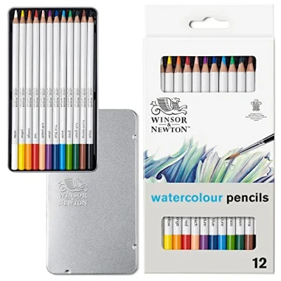 Abbildung von Winsor &amp; Newton 490016 präzisions Aquarell Künstlerfarbstifte im Set, 12 lebendige Farben, hochwertige Künstlerpigmente für farbkräftiges Malen in mehreren Schichten, höchste Farbbrillanz