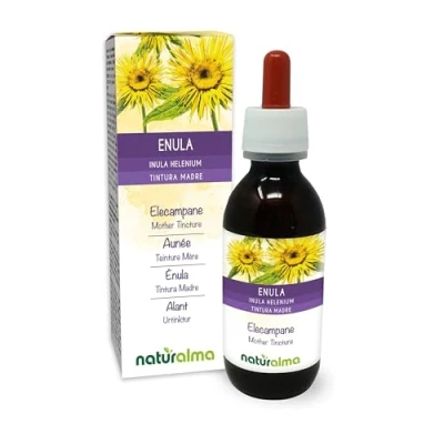 Abbildung von Alant (Inula helenium) Wurzeln Alkoholfreier Urtinktur Naturalma Flüssig Extrakt Tropfen 120 ml Nahrungsergänzungsmittel Veganer
