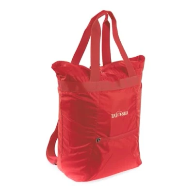 Abbildung von Tatonka Rucksacktasche Market Bag 22l Leichte Einkaufstasche / Shopper mit verstaubaren Rucksackträgern und Reißverschluss als Tasche oder Rucksack verwendbar 22 Liter (rot)