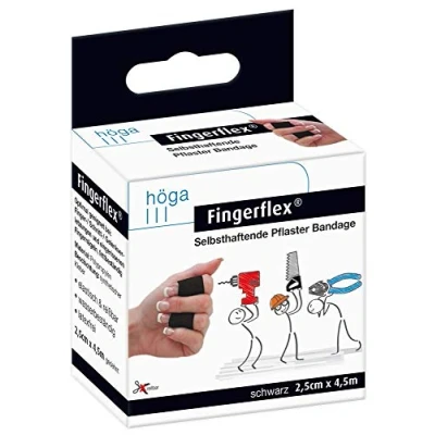 Abbildung von Fingerflex schwarz Selbsthaftende Pflaster Bandage, elastisch, reißbar, wasserbeständig, latexfrei