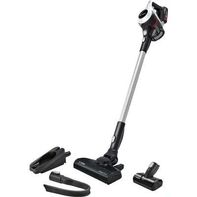 Abbildung von Bosch Akku Staubsauger Unlimited Serie 6 BKS611MTB, kabelloser Handstaubsauger, beutellos, leicht, Hygiene Filter, hohe Saugleistung, Lange Laufzeit, Fugendüse, alle Bodenarten, weiß
