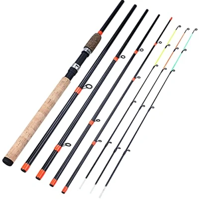 Abbildung von Sougayilang Feeder Rod mit 3 Spitzen Tragbare Angelrute Spinning Casting Travel Vollsortiment Action Karpfen Grobrute