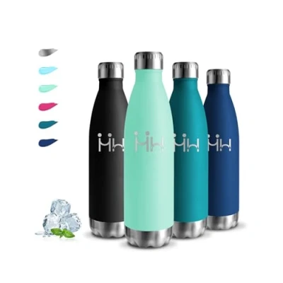 Abbildung von Trinkflasche 0.5 liter Edelstahl, Auslaufsicher, 24h Kalt &amp; 12h Warm, Kohlensäure Geeignet, BPA Freie, Thermosflasche Doppelwandig, für Schule, Büros, Reisen
