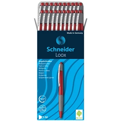 Abbildung von Schneider Loox Kugelschreiber (Schreibfarbe: rot, Strichstärke M, Druckmechanik, dokumentenechte Mine) 20er Packung rot