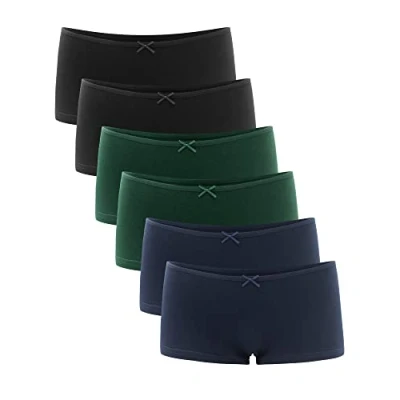 Abbildung von Libella® Panties Damen Boxershorts Unterhose Unterwäsche Set Baumwolle 6er Pack 3901 Schwarz/Marineblau/Grün S