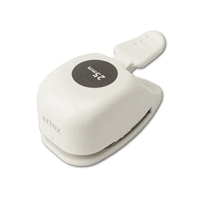 Abbildung von ARTOZ Stanzer runder Kreis Durchmesser 2,5 cm Papierstanzer, Locher, Motivstanzer zum Basteln, für Etiketten, Tischdekorationen, geeignet von 140 g/m² bis 250