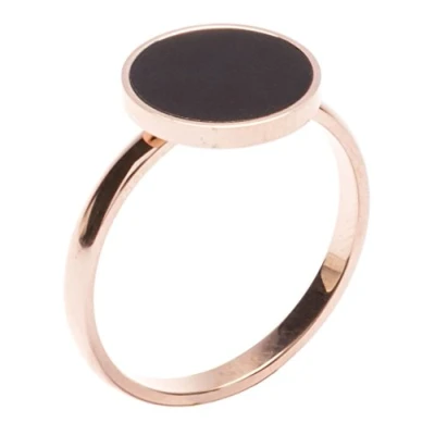 Abbildung von Happiness Boutique Damen Minimalist Ring mit Kreis in Schwarz Rosegold Schmuck aus Titan